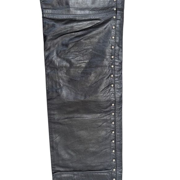 Carla Falleri Italy Women's US 10 Genuine Leather Black Studded Leather Pants - Picture 6 of 10